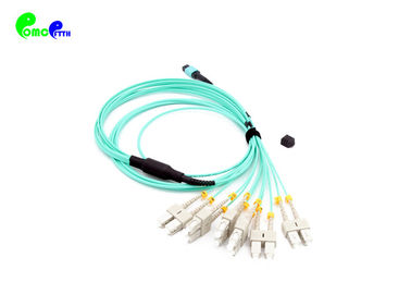 OM3 Breakout 2.0mm MPO Trunk Cable 12F MPO Female to SC UPC With 50 / 125μm LSZH Aqua Color
