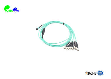 MPO Trunk Cable OM3 8 Fibers Pre - terminated MPO Female to FC UPC OM3 8 Fibers Fanout 2.0mmWith Aque LSZH Jacket