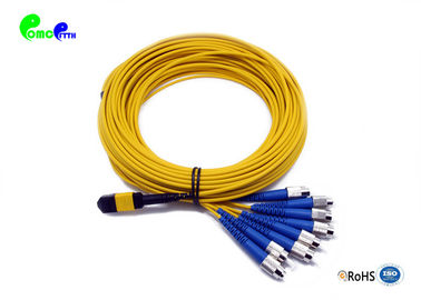 MTP Harness cable 8F SM MTP Male to FC UPC 9 / 125 Yellow 3.0mm OD LSZH Jacket Pre - terminated Fanout 2.0mm FC TAIL