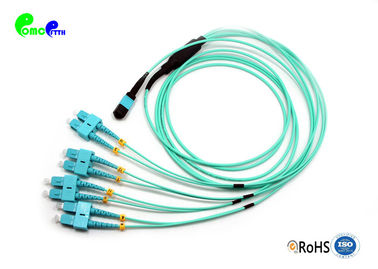 MTP Trunk Cable OM3 MTP Female to 4 SC UPC Duplex 8 Fibers 50 / 125 harness Breakout Patch Cable