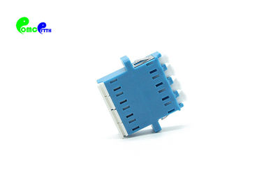 LC Female To LC Female Quad Fiber Optic Adapter With Color Blue Internal Shutter- Full flange
