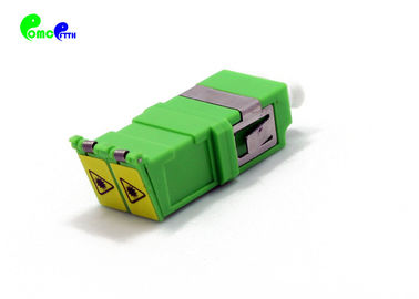 Two Door Type LC APC Duplex Fiber Optic Adapter With Integrated Outer Shutter Color Green