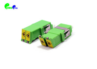 Two Door Type LC APC Duplex Fiber Optic Adapter With Integrated Outer Shutter Color Green