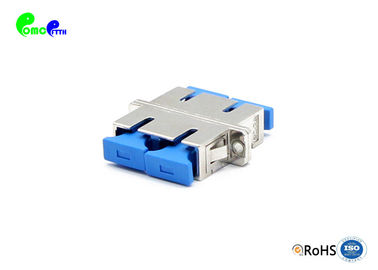 SM SC UPC Duplex Metal Fiber Optic Adapter With Flange 0.2dB Low Insertion Loss