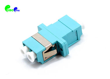 Fiber Optic Adapter OM3 LC PC Duplex Adapter 50 / 125μm With Aqua Color Full Flange