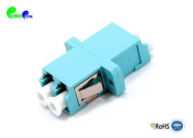 Fiber Optic Adapter OM3 LC PC Duplex Adapter 50 / 125μm With Aqua Color Full Flange