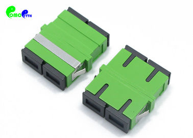 Fiber Optic Adapter Duplex SC APC Adapter 9 / 125μm With Reduced Flange SM Green Plastic Material