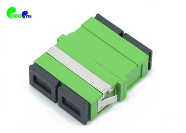 Fiber Optic Adapter Duplex SC APC Adapter 9 / 125μm With Reduced Flange SM Green Plastic Material