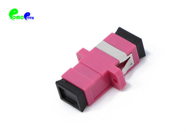Optical Fiber Adapter OM4 SC PC Simplex 50 / 125μm With Full Flange Magenta Color Light Plastic Body