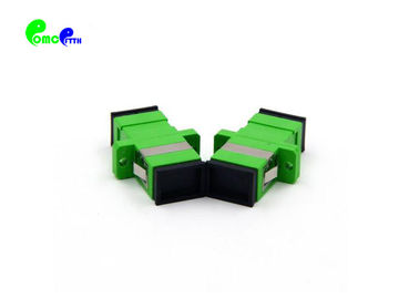 Fiber Optic Adapter SC APC Polish Type Couple Simplex 9 / 125μm With Full Flange Green Color