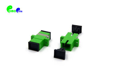 Fiber Optic Adapter SC APC Polish Type Couple Simplex 9 / 125μm With Full Flange Green Color