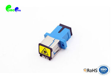Optical Fiber Adapter Simplex SC APC 9 / 125μm With Full Flange Auto - Shutter Blue Plastic / metal