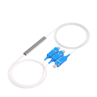 SC UPC 9 / 125μM Connector Fiber Optic PLC Splitter 1x2 Blockless