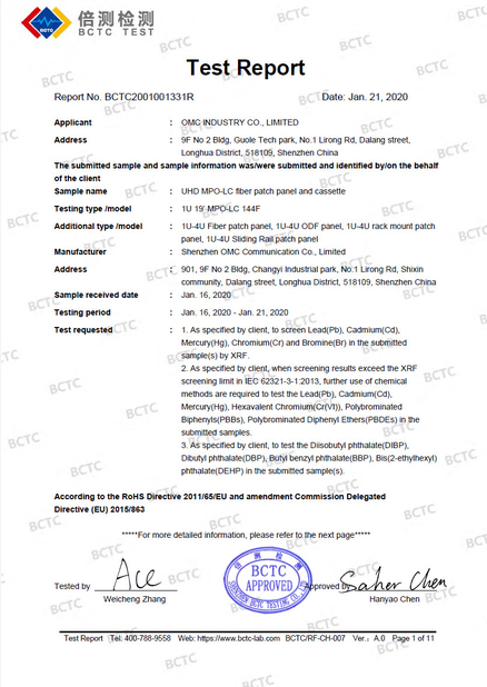 China OMC Industry Co.Limited certification